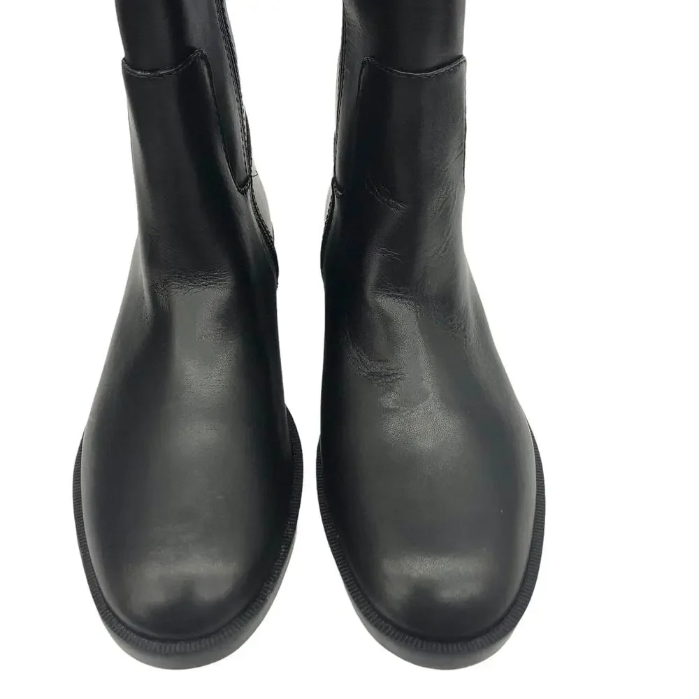 TORY BURCH T HARDWARE TALL RIDING BOOTS BOOT BLACK LEATHER 6.5